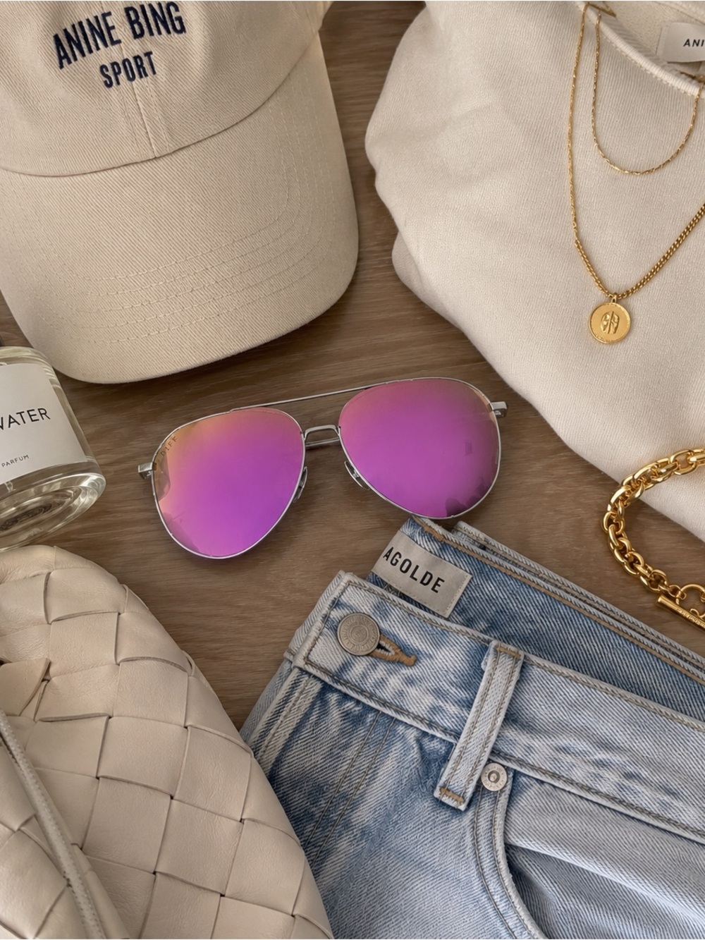 DIFF Dash Pink Mirrored Aviator Sunglasses